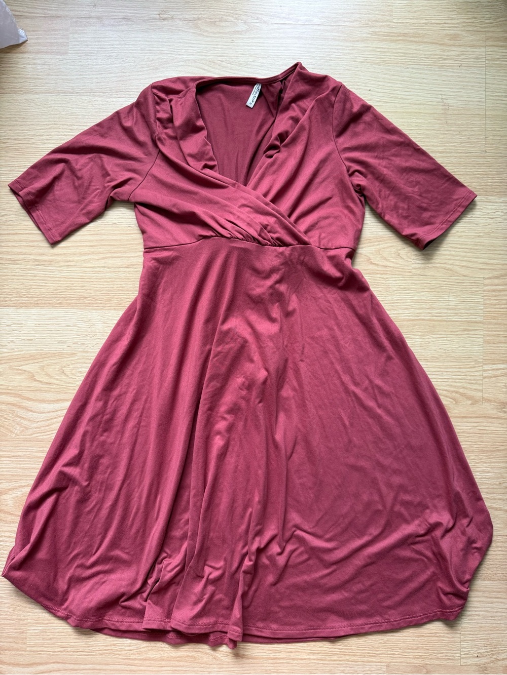 Mother Bee Maternity Dusty Rose Wrap Midi Dress